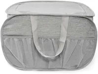 Collapsible Laundry Baskets, Tear Proof Pop Up Laundry Hamper with Lid, Dual Handles Durable Foldable Laundry Basket, Easy to Carry Laundry Hamper for Home, Laundry Room, Bedroom, Dorm, Travel Grey
