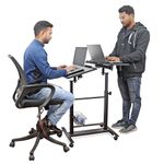 Isomars Sit &Stand 360° 2 Platforms Laptop & Projector User Table Multipurpose Angle Height & 360° Rotation Adjustable Both Side 2 Engineered Wood Board 20" / 50.8 cm x 14" / 35..5 cm (Black) (Black)