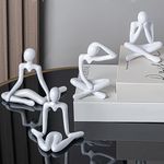 Street27® 2pcs Decorative Abstract Thinker Men Statue showpiece Set | Home Decor Items|Premium PVC Modern Art showpiece for Home Decor Living Room Bedroom Bookshelf Desktop Table Office (2pcs White)