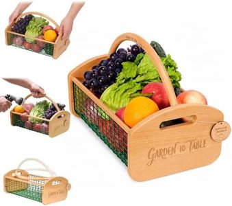 Large Beechwood Garden Harvest Basket with 180° Rotatable & Side Handles