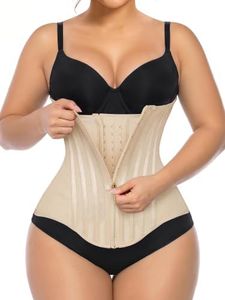 YIANNA Waist Trainer Corset for Women Fajas Tummy Control Body Shaper Beige