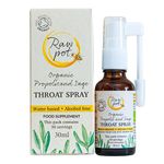 RAW POT - Organic Propolis and SAGE Throat Spray - Alcohol-Free Pure Natural Raw Bee Propolis Liquid Extract for Sore Throat Pain Relief, Immunity Support, Skin, Dental Care | Kids & Adults (30ml)