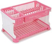 Amazon Brand - Solimo Dish Drainer - Pink,Plastic