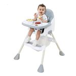 UBRAVOO Baby High Chair 6 Months Plus, High Chair for Babies and Toddlers with Footrest, Detachable Double Tray, Easy to Clean Feeding Highchair for Baby Boys and Girls (Grey)