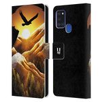 Head Case Designs Eagle Animal Double Exposure Leather Book Wallet Case Cover and Matching Wallpaper Compatible With Samsung Galaxy A21s (2020)