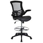 Flash Furniture Office Chair, Metal Plastic Composite Foam Technical Wood, Black Leathersoft/Mesh, 24.5" W x 25.5" D x 43.25"-50.75" H