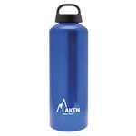 LAKEN Classic Water Bottle with Wide Mouth, Single Wall Lightweight Aluminum BPA Free, Leak-Proof Screw Cap, 1 Litre, Blue