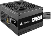 Corsair CV650 80 PLUS Bronze Non-Modular ATX 650 Watt Power Supply (Full Continuous Power, 120 mm Low-Noise Cooling Fan, Compact Casing, Black Sleeving and Casing) UK - Black