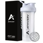 Athverv Protein Shaker Bottle, Gym Shaker With Blender Ball, 700Ml, White - Plastic