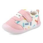 MASOCIO Baby Shoes Girls First Walking Toddler Trainers Sneakers Pre Walker Girl Infant 18-24 Months Size 4.5 UK Child Pink