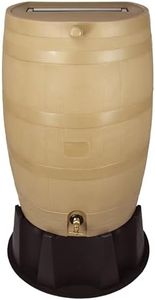 RTS Home Accents 50-Gallon Rain Barrel, Flat Back Rain Water Collection Barrel, Stand Included, Oak Color