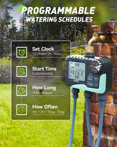 RAINPOINT 3-Outlet Water Timer with Brass Inlet – Automatic Sprinkler, Rain Delay, LCD Display for Garden & Lawn
