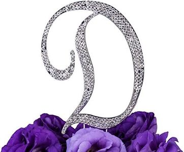 LOVENJOY - Gift Box - Rhinestone Monogram Cake Topper Letter D Silver