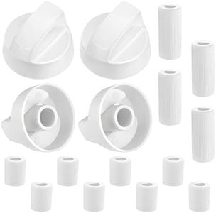 Blutoget Upgrade 4 Pack Universal White Control Knobs with 12 Adapters Upgraded Universal Stove Knobs for Oven/Stove/Range Universal Knobs - Wide Range of Availability- 1 Year Guarantee