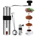 RZJZGZ Mini Hand Coffee Grinder Stainless Steel Portable Espresso Bean Grinder Adjustable Small Camping Travel Office Machine for with Spoon Clip for Your Home,Office,Travelling (1.9 * 8.3in)