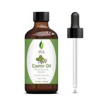 SVA ORGANICS 4 Oz (118 Ml) : Castor Oil With Dropper - 100% Pure Natural,Cold Pressed,Hexane Free Oil -Used For Eyelashes,Eyebrows,Hair Growth,Skin,Reduces Joint Pain/Arth