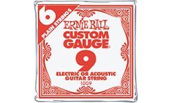 Ernie Ball Nickel Plain Single Guitar String .009 6-Pack