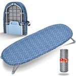 APEXCHASER Foldable Ironing Board, Tabletop Small Board with 2 Heat Resistant Covers, Portable Folding Mini Non-Slip Feet for Home, Laundry Rooms, Dorms, Travel Use, Blue