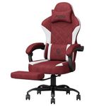 Submi Gamer Chair, Gaming Chair for Adults, Chaise de Gaming with Footrest and Lumbar Support, Fabric Computer Office Chair, High Back PC Video Game Chairs, Reclining, Teens Kids, 350LBS, Red
