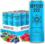 Odyssey 222 Energy Drink, Pre Workout, 222mg Caffeine, Clean Energy Drinks, L Theanine, Lions Mane, Cordyceps & Green Tea for Energy, Focus & Mood Boost, Low Calorie, Blue Raspberry, 12 Fl oz, 12 Pack