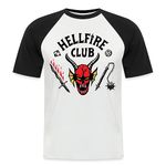 Spreadshirt Stranger Things Hellfire Club Logo Black Men's Baseball T-Shirt, L, White/Black