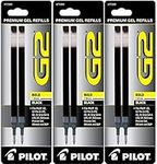 Pilot G2 Gel Ink Refill, 2-Pack for Rolling Ball Pens, Bold Point, Black Ink, Pack of 3 = 6 Refills