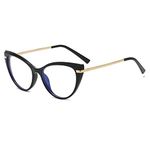 Blue Light Blocking Glasses Women - LJCZKA Anti Eye satrain Computer Cat eye Eyeglasses Cateye Clear Frame, Black, Medium