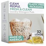 Clean People Laundry Washing Capsules - Recyclable Packaging, Hypoallergenic, Stain Fighting - Ultra Concentrated, Laundry Soap - Fresh Scent, 32 Pack