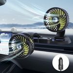 Aceshop Car Fan 12V,5" Auto Car Cooling Fan 360 ° Rotatable Dual Head Electric Vehicle Fan Powerful Electric Car Fan with 2 Adjustable Speed Powerful Low Noise Vehicle Cooling Fan for Vehicles (A)