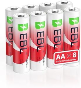 EBL Rechargeable Lithium AA Batteries 8 Pack, 1.5V 3000mWh Double AA Battery1600+ Recharge Cycles Long-Lasting Power for Blink Outdoor Camera