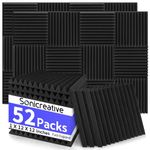 Sonicreative 52 Pack Acoustic Foam Panels 1 X 12 X 12 Inches Large Sound Proof Foam Panels for Walls, Wedge Soundproof Wall Panels Sound Proofing Acoustic Panels