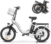 SAMEBIKE 20" Electric Bike for Adult, 13AH Removable Battery Folding Step Through City eBike 62Miles Range(PAS) &15MPH Top Speed, With Front Suspension, Phone Holder and Front Basket Electric Bicycle