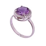 Redgem 925 Silver Ring for Women and Girls Precious Gemstone Natural Amethyst Purple 9 MM Round