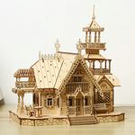 Cuteefun 3D Wooden Puzzle Castle Kit, Architecture Model Kit, Make Your Own Woodcraft Kit for Adults to Build, Wooden Mechanical Construction Set, Gift for Birthday Father's Day