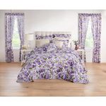 BrylaneHome Florence Quilted Oversized 100% Cotton Ultra Supreme Softness Bedspread - King, Plum Floral Purple