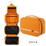 homchen Hanging Travel Toiletry Bag, Waterproof Folding Portable Cosmetic Bag, Wash Bag for Men and Women (L, Orange)