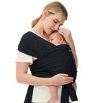 Momcozy Baby Sling Wrap, Baby Sling for Newborn up to 50 lbs, Baby Wrap Adjustable for Adult Fits Sizes XXS-XXL, Easy to Wear Infant Baby Wrap Carrier, Ergonomic Front Facing/Back Carrier Slings,Black