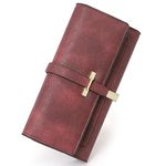 CLUCI Women Wallet Leather Trifold Large, Two-toned Wine Red, Large, Classic