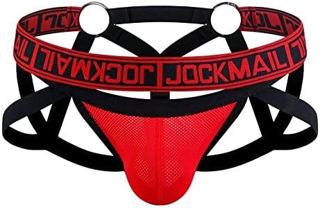 JOCKMAIL Mesh Breathable Jockstrap Athletic Supporters for Men Jock Strap Male Underwear Red