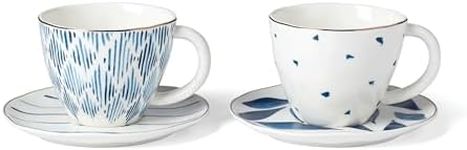 Lenox Blue Bay 4-Piece Teacup & Saucer Set, 2.09, White