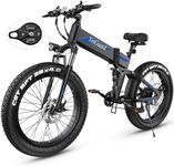 Wooken Electric Bike for Adults, 26''x4.0 Electric Bicycle Peak 750W 21.6MPH Fat Tire, Folding Electric Bike for Adults with 48V/10Ah Battery, Mountain Bike with Lockable Suspension Fork, 21 Speed