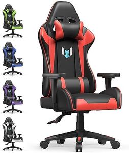 bigzzia Sedia Gaming,Sedia da Ufficio Ergonomica,Pelle di PU Poltrona per Gamer con Cuscino Lombare e Poggiatesta，Gamer Poltrona Altezza Regolabile per L'ufficio di Casa (Senza poggiapiedi, rosso)