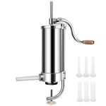 GiantexUK 1.5L/3L/3.5L/6L Stainless Steel Sausage Stuffer, Vertical Homemade Sausage Maker with 4/6 Filling Tubes, Kitchen Meat Filling Manual Machine for Home Commercial Use (6L/10LBS)