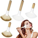 4 Pack Fan Brushes Soft Bristle Face Highlighting Blush Brush with Long and Short Handle Facial Applicator Brushes Face Makeup Tools for Loose Powder Highlighting Blush