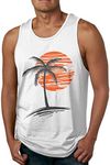 Waldeal Mens Palm Tree Sunset Sleev