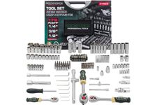 Rockforce 179-Piece Professional Mechanics Tool Set – 1/4", 3/8", 1/2" Drive Sockets, Ratchets & Accessories with Storage Case