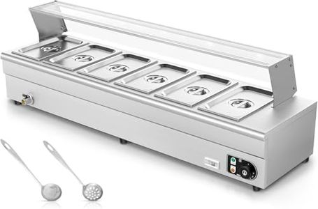 6 Pan Commercial Food Warmer, Stainless Steel Bain Steam Table Food Warmer w/t Acrylic Cover 6*8QT 110v 1500w Electric with 1/3 Large Capacity Pans for Catering and Parties Restaurants (6*1/3 Pan)