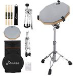 Donner Drum Practice Pad Kit, Double-Sided 12" Pad, Drumsticks, Adjustable Stand Fits 10''-14'' Drums