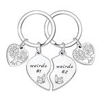 Nfyxcaz 2PCs Best Friends Keyring Friendship Gifts For Women Girls Sister Keyring Weido#1 Weido#2 Keychain Birthday Gifts Graduation BFF Key Ring (Weirdo#1 Weirdo#2)