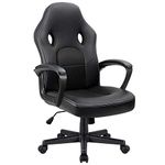 Furmax Gaming Chair Office Chair Leather Computer Desk Chair Racing Style Ergonomic Adjustable Swivel Task Chair with Lumbar Support and Arms (Black)